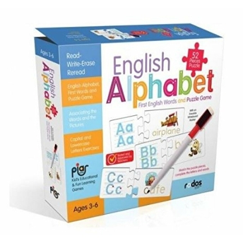 English Alphabet - First English Words And Puzzle Game - 52 Pieces Puzzle - Ages 3-6