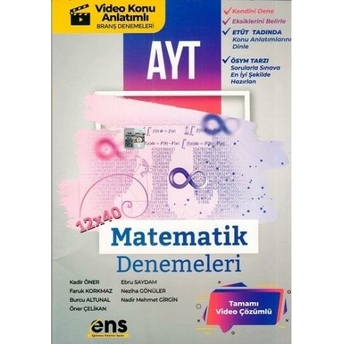 Ens Yayıncılık Ayt Matematik 12 X 40 Denemeleri Ebru Saydam