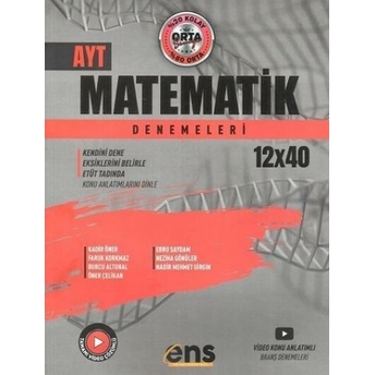 Ens Yayınları Ayt Matematik 12 X 40 Denemeleri Komisyon