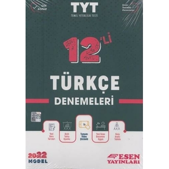 Esen Yayınları 2022 Tyt Türkçe 12 Li Denemeleri Komisyon