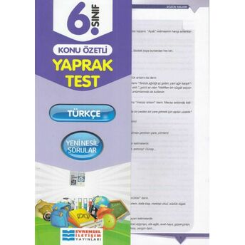 Evrensel 6. Sınıf Türkçe Konu Özetli Yaprak Test (Yeni) Kolektif