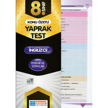 Evrensel 8. Sınıf Ingilizce Konu Özetli Yaprak Test (Yeni) Kolektif