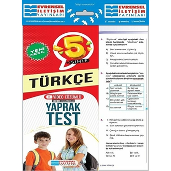 Evrensel Iletişim 5. Sınıf Türkçe Yeni Nesil Video Çözümlü Yaprak Test