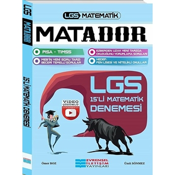 Evrensel Lgs Matador Matematik Video Çözümlü Deneme Sınavı 15 Adet (Yeni) Ömer Boz