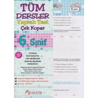 Faktör 6. Sınıf Tüm Dersler Yaprak Test (Yeni) Kolektif