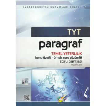 Fdd Tyt Paragraf Temel Yeterlilik Soru Bankası (Yeni) Durak Gezer