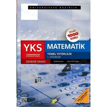 Fdd Yks Temel Yeterlilik Matematik 1. Oturum Deneme Sınavı Şevket Erdem, Murat Gençoğlu