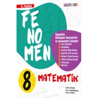 Fenomen Okul Yayınları 8. Sınıf Matematik Fenomen Fasikül 6 Üçgenler Dönüşüm Geometrisi Ve Geometrik Cisimler Vezir Kurtaran