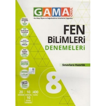 Gama Okul Yayınları 8. Sınıf Fen Bilimleri Denemeleri Komisyon