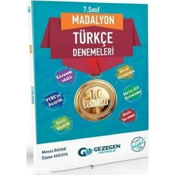 Gezegen Yayınları 7. Sınıf Türkçe Madalyon 10Lu Denemeleri Komisyon