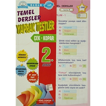 Gönül 2. Sınıf Temel Dersler Yaprak Testler (Çek - Kopar) Kolektif