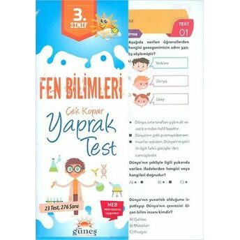 Güneş 3.Sınıf Fen Bilimleri Çek Kopar Yaprak Test Kolektıf