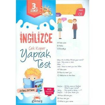 Güneş 3.Sınıf Ingilizce Çek Kopar Yaprak Test Kolektıf