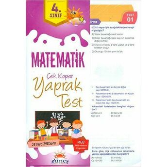 Güneş 4.Sınıf Matematik Çek Kopar Yaprak Test Kolektıf