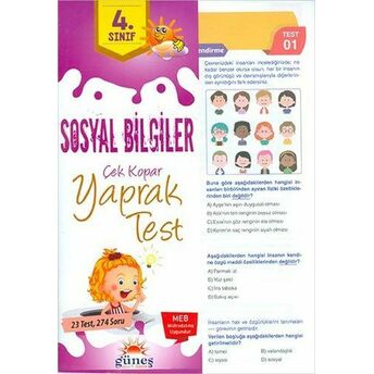 Güneş 4.Sınıf Sosyal Bilgiler Çek Kopar Yaprak Test Kolektıf