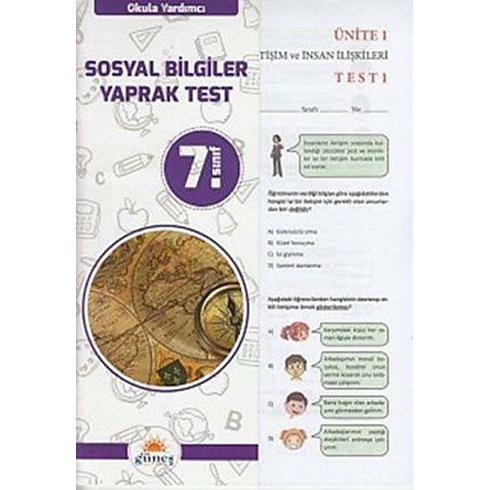 Güneş 7. Sınıf Sosyal Bilgiler Yaprak Test