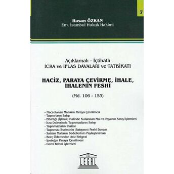 Haciz, Paraya Çevirme, Ihale, Ihalenin Feshi - Seri 7 (Madde 106 - 153) Hasan Özkan