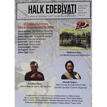 Halk Edebiyatı Dergisi Sayı: 35 Mart-Nisan 2016 Şenol Tombaş