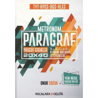 Hocalara Geldik Tyt Kpss Dgs Ales Paragraf Metronom 20X40 Paragraf Denemeleri Onur Soğuk