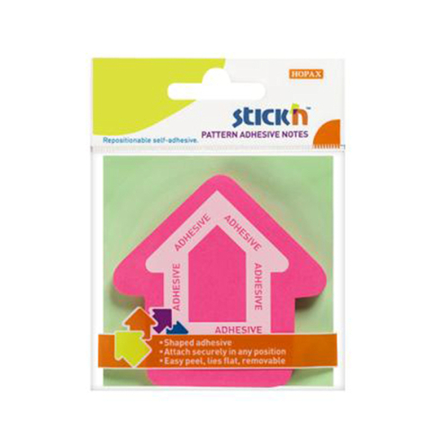 Hopax Stickn Yapışkanlı Not Kağıdı Şekilli 70X70 Mm Ok Pembe 50 Yaprak 4-2154200-5001