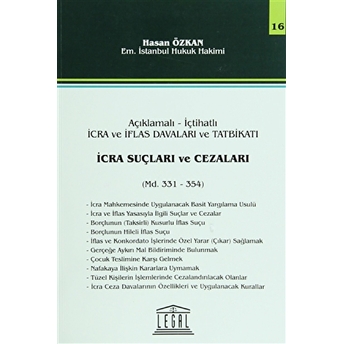 Icra Suçları Ve Cezaları - Seri 16 (Madde 331 - 354) Hasan Özkan