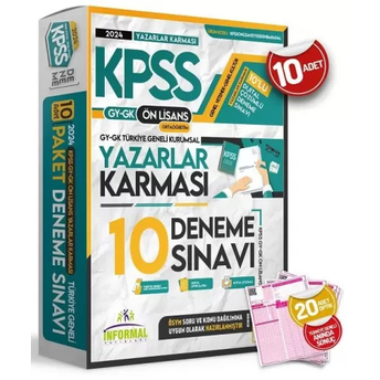 Informal Yayınları 2024 Kpss Ön Lisans Yazarlar Karması Türkiye Geneli Kurumsal 10 Deneme Dijital Çözümlü Komisyon