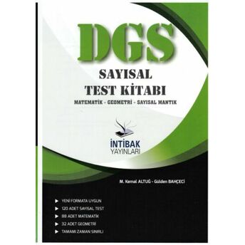 Intibak Dgs Sayısal Test Kitabı M. Kemal Altuğ, Gülden Bahçeci