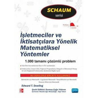 Işletmeciler Ve Iktisatçılara Yönelik Matematiksel Yöntemler Edward T. Dowling