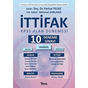 Ittifak Kpss Alan Denemesi Tamamı Çözümlü 10 Fasikül Deneme Sınavı Asım Gürbüz