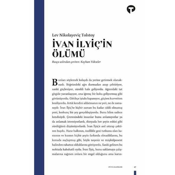 Ivan Ilyiç’in Ölümü Lev Nikolayeviç Tolstoy