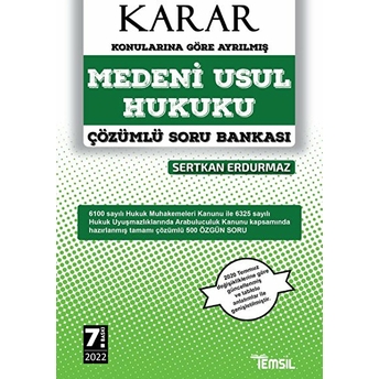 Karar Medeni Usul Hukuku Çözümlü Soru Bankası