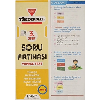 Karatay 3. Sınıf Tüm Dersler Soru Fırtınası Yaprak Test