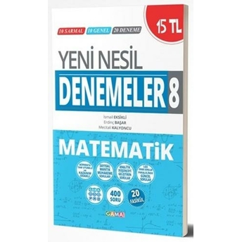 Kelepir Gama Okul Yayınları 8. Sınıf Matematik Yeni Nesil Denemeler Komisyon