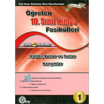 Kelepir Gür Yayınları Öğreten 10. Sınıf Kimya Fasikülleri Asitler Bazlar Ve Tuzlar Karışımlar