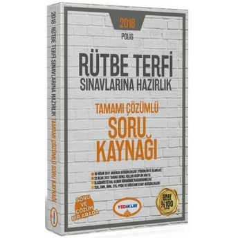 Kelepir Yediiklim Yayınları 2018 Polis Rütbe Terfi Sınavlarına Hazırlık Tamamı Çözümlü Soru Kaynağı Komisyon