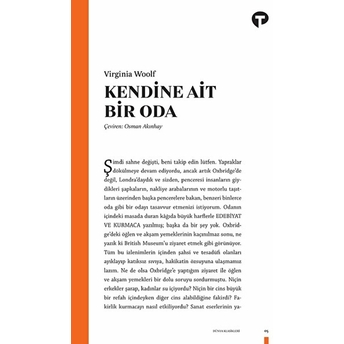 Kendine Ait Bir Oda Virginia Woolf