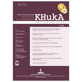 Khuka - Kamu Hukuku Arşivi Yıl:2008 Cilt:6 Sayı:1 Kolektif