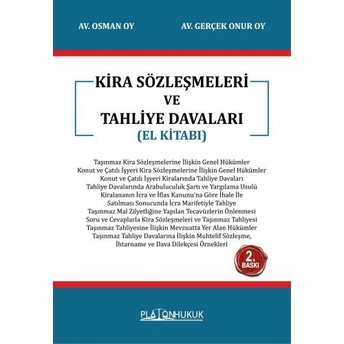 Kira Sözleşmeleri Ve Tahliye Davaları Osman Oy