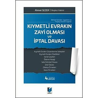 Kıymetli Evrakın Zayi Olması Ve Iptal Davası Ahmet Sezer