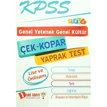 Kpss 2016 Genel Yetenek Genel Kültür Lise Ve Önlisans Çek-Kopar Yaprak Test Kolektif