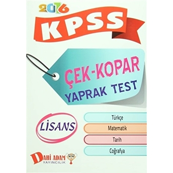 Kpss 2016 Lisans Adayları Için Çek-Kopar Yaprak Test Kolektif