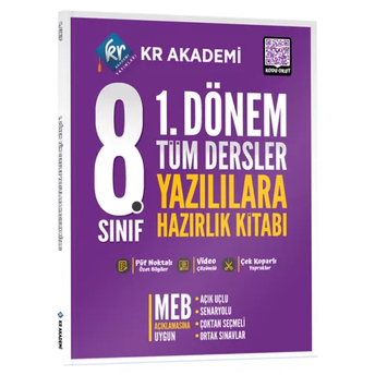 Kr Akademi 8. Sınıf 1. Dönem Tüm Dersler Yazılılara Hazırlık Kitabı Komisyon