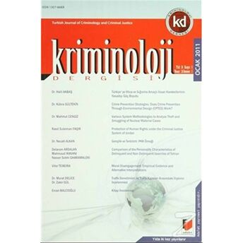 Kriminoloji Dergisi Ocak 2011 Yıl: 3 Sayı: 1 Kolektif