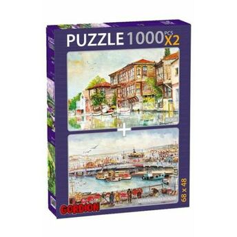 Küçüksu Galata Köprüsünde Balıkçılar / 2X1000 Parça Puzzle (40156) Şükrü Çağlayan