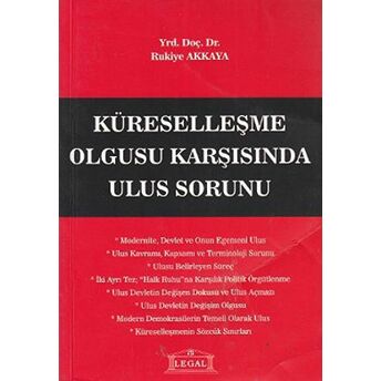 Küreselleşme Olgusu Karşısında Ulus Sorunu Rukiye Akkaya