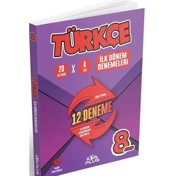 Kva Plus Yayınları 8. Sınıf Türkçe 1. Dönem 12 Deneme Video Çözümlü Komisyon