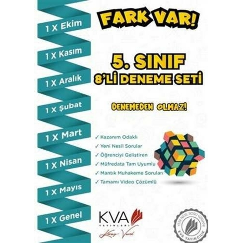 Kva Yayınları 5. Sınıf 8'Li Deneme Seti - Fark Var Serisi