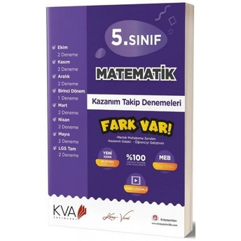 Kva Yayınları 5. Sınıf Matematik Fark Var Kazanım Takip Denemeleri Komisyon