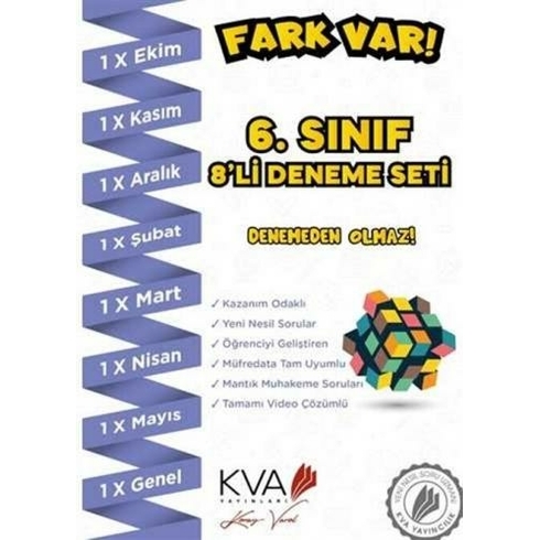 Kva Yayınları 6. Sınıf 8'Li Deneme Seti - Fark Var Serisi