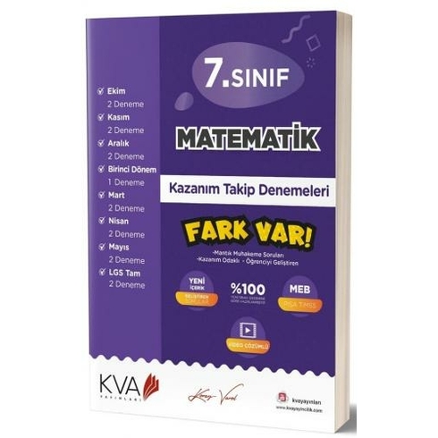 Kva Yayınları 7. Sınıf Matematik Kazanım Takip Denemeleri